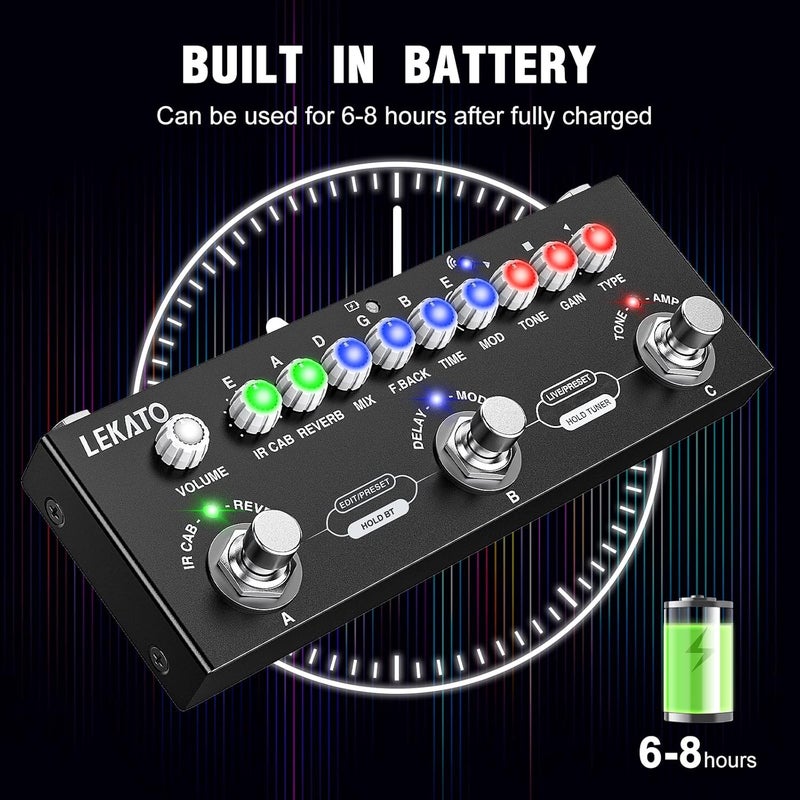 LEKATO Multi Effects Guitar Pedal, with IR Loading 9 AMP Models, Delay Reverb Distortion Overdrive Pedal, Rechargable Electric Guitar Effects Multi Pedal Support Recording,Bluetooth 5.0 - Image 3